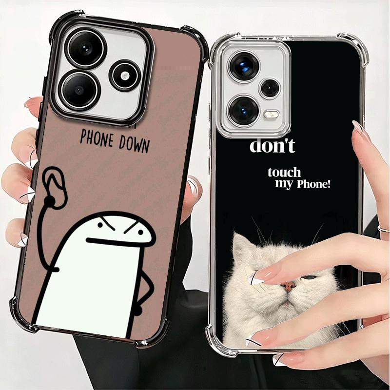 Funny Dont Touch My CallPhone Plating Phone Case For Xiaomi Redmi Note 14 15 Pro Plus 13 12 11 11S 11T 10 9S 9 5G Anti-Fall Aira