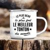 Bester Onkel der Welt Druck Tassen Kreative Kaffeetassen Getränke Wasser Tee Camping Emailletasse Outdoor Henkel Trinkgeschirr Tonton Geschenk