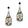 Cross-border European and American Elements Inlaid with Rhinestone Letters Wine Bottle Pendant Women's Fashion Personality Earrings Amazon Hot Sale