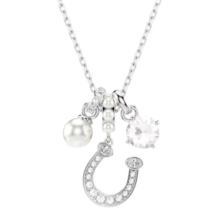 Swarovski Symbolica Horseshoe Shaped Pendant Necklace With Cubic Zirconia Unisex necklace White 5736247 Box (Random Color)