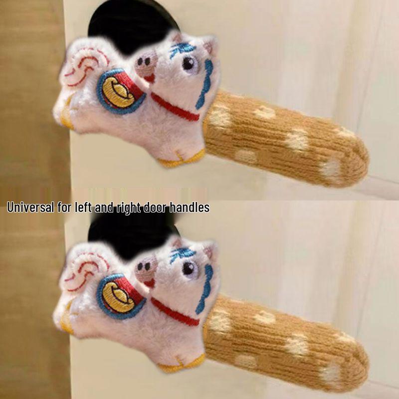 Pony Puppy Winter Door Glove: Anti-Collision Handle Cover for Kids' Rooms, Year of the Horse Decor.