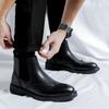 FashionMen High Top Platform Breathe Chelsea Leather Shoes New Fashion Trend Versatile Japan Korean Business Casual Shoes Suit Men Shoe