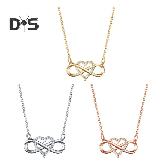 Collier Cœur Infini pour Femmes Collier Pendentif Cœur d'Amour Zircone Cubique Cadeaux Romantiques d'Anniversaire pour Petite Amie Épouse