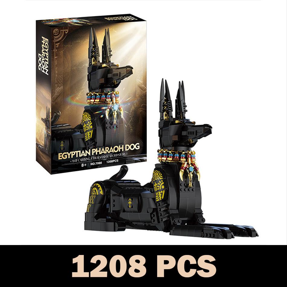 MOC Ancient Egyptian Pharaoh Hound Model Building Blocks Pharaoh Guard Mummy Dog Statue Assembly Bricks Toys for Kids Boys Gifts