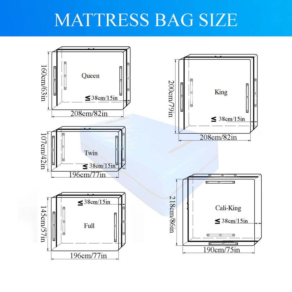 Mattress Bags for Moving, Full Size, Extra Thick Reusable Mattress Protector, Strong Zipper Closure