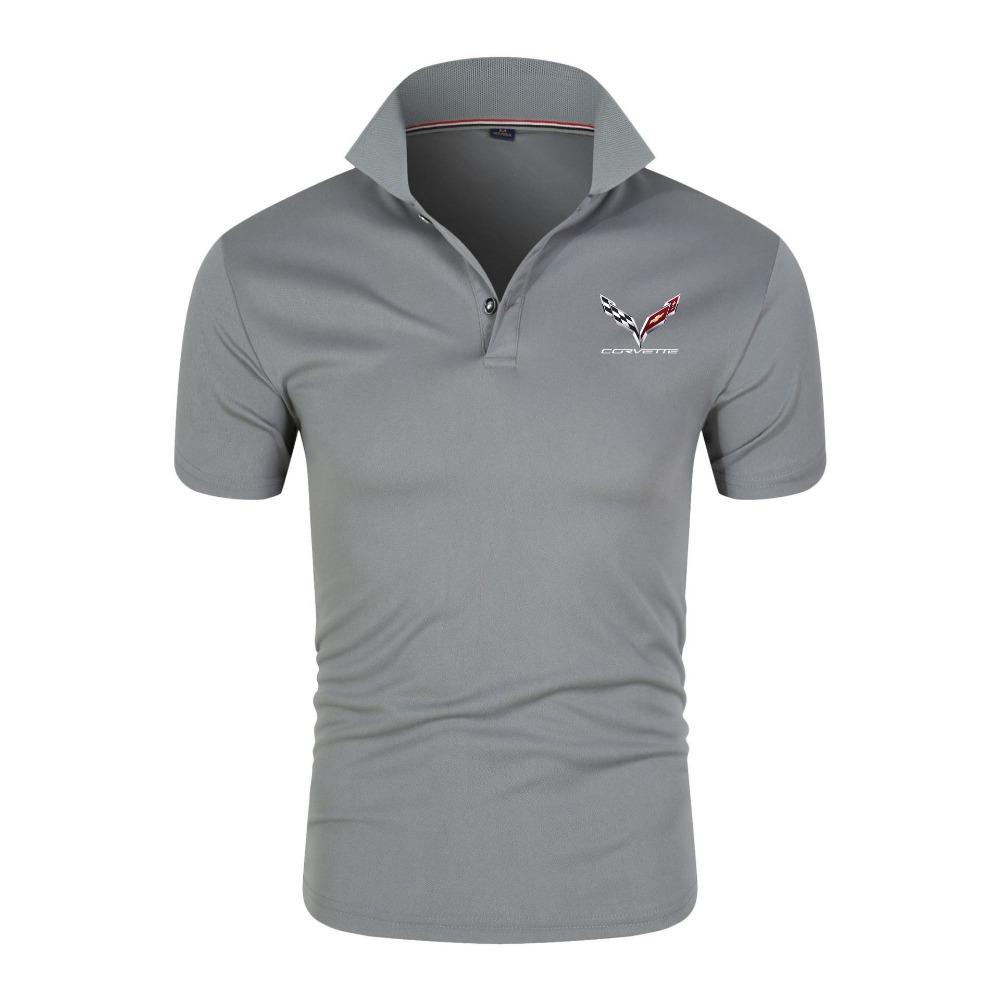 Fashionable man Heren zomer Corvette autologo kort&auml;rmig poloshirt met kraag 2XL grijs
