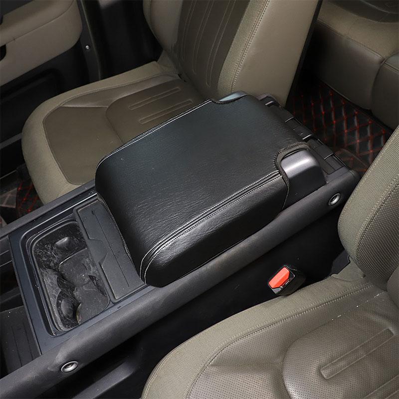 For Land Rover Defender 110 2020-2025 Skinn Svart Bilsete Armlene Midtkonsollboks Beskyttelsesdeksel Biltilbehør