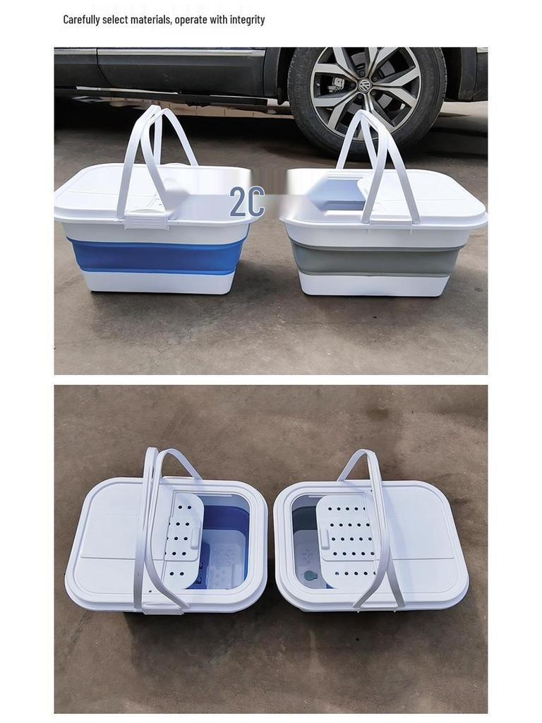 Insulated Folding Foot Bath with Lid - Portable Soak, Storage, and Fishing Bucket