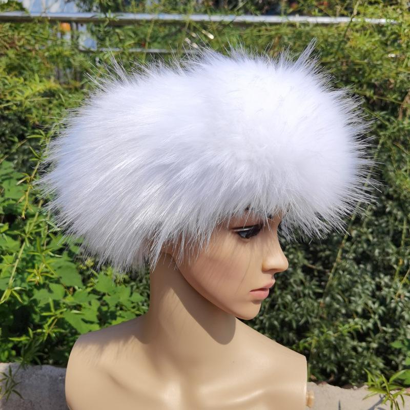 Unisex Thick Fur Dome Cap Retro Warm Flat Top Hat Outdoor Winter Accessories