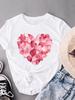 (Taille asiatique) cœur d'amour doux col rond Vêtements décontractés Manches courtes T-shirts Mode Féminin Femme Haut pour femme T-shirt Imprimé T-shirt Graphique