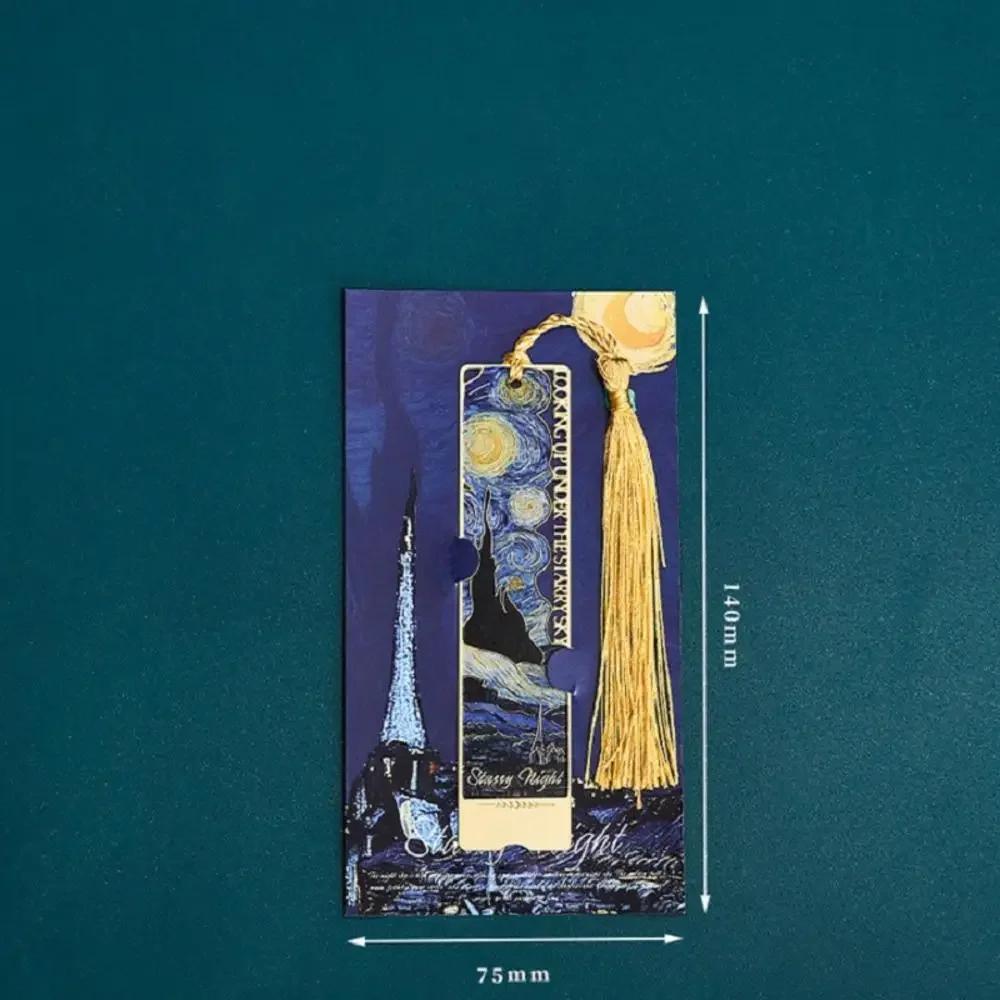 Ancient Literature Series Bookmark Creative Retro Painting Metal Hollow Bookmark With Tasse Handheld Hanger Reading Book Clip