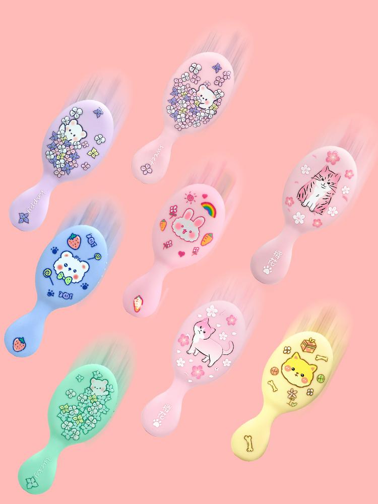Children Cartoon Massager Paddle Cushion Hair Brush Cartoon Comb Anti-detangle Comb Children's Cute Hairdressing Smooth Comb