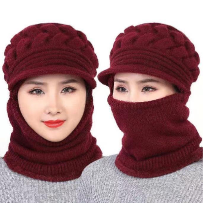 Autumn Winter Middle-aged Elderly Hats Children's Knitted Woolen Hats with Velvet Insulation Ear Protection Hats Mothers' Grandmothers' Hats