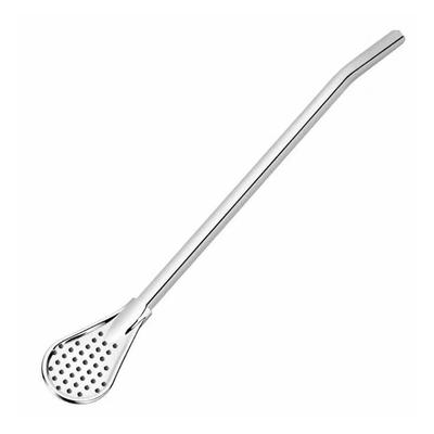 Stainless Steel Straw Spoon Reusable Multifunction Long Metal Straw with Filter Spoon for Milk Tea