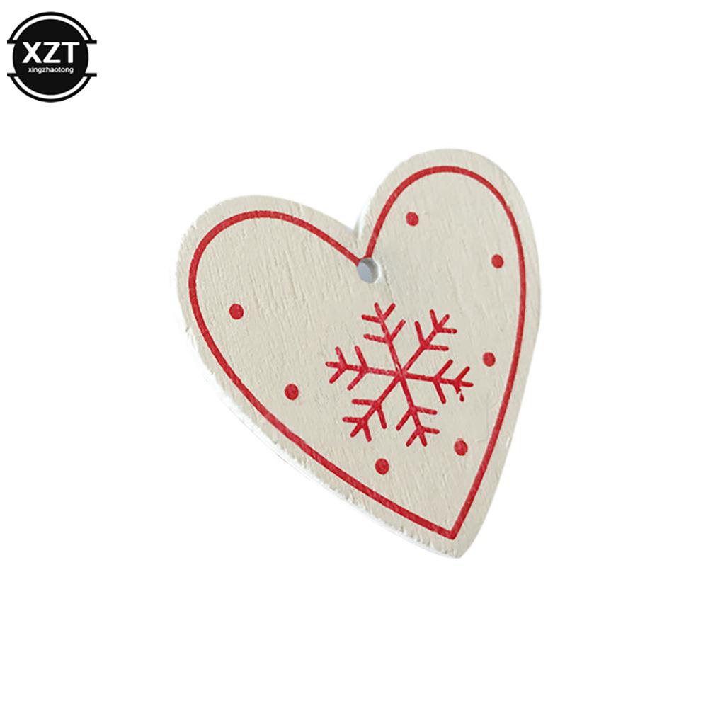 10PCs 5cm Wooden Christmas Ornaments Kids Toys For Chirstmas Tree Hanging Pendants Xmas DIY Decoration For Home Party New Year