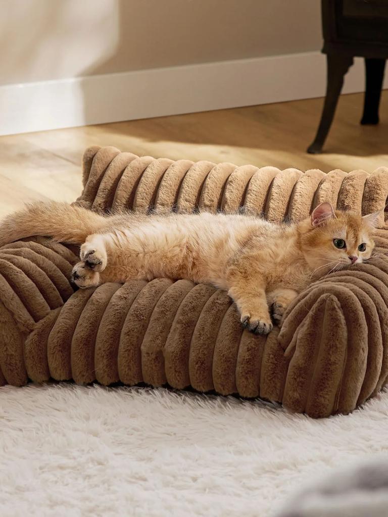 Söt kattsoffa för husdjur - Fluffig kattsits med premium mjuk manchesterfleece, med avtagbart tvättbart överdrag, Husdjurssängar