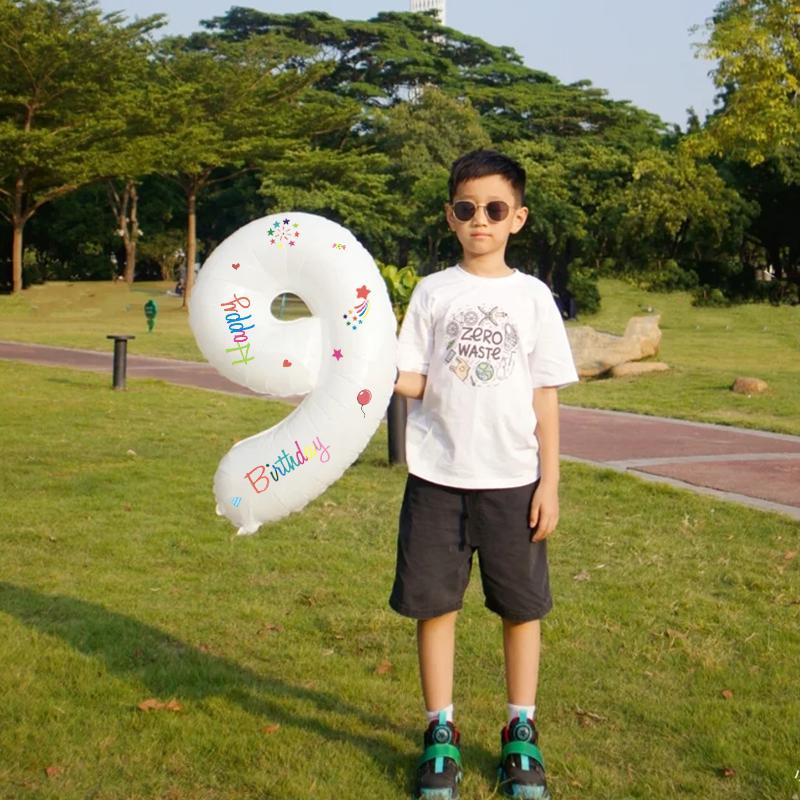 2nd Birthday Smiley Face Number Balloons for Kids - Outdoor Decoration & Photo Props (Boys & Girls)