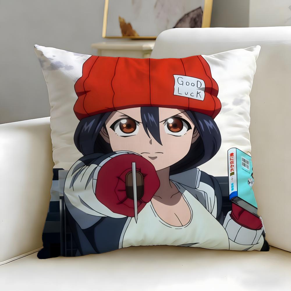 anime Undead Unluck Cushion Cover Soft  EasyWash Pillow Case  Versatile for Couch Bed Travel and Office