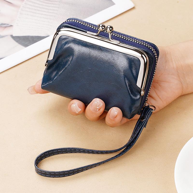 Yogodlns Portafoglio da donna Portamonete porta carte vintage compatto da donna piccolo in pelle PU con cerniera Borsa da polso per organo con clip vintage