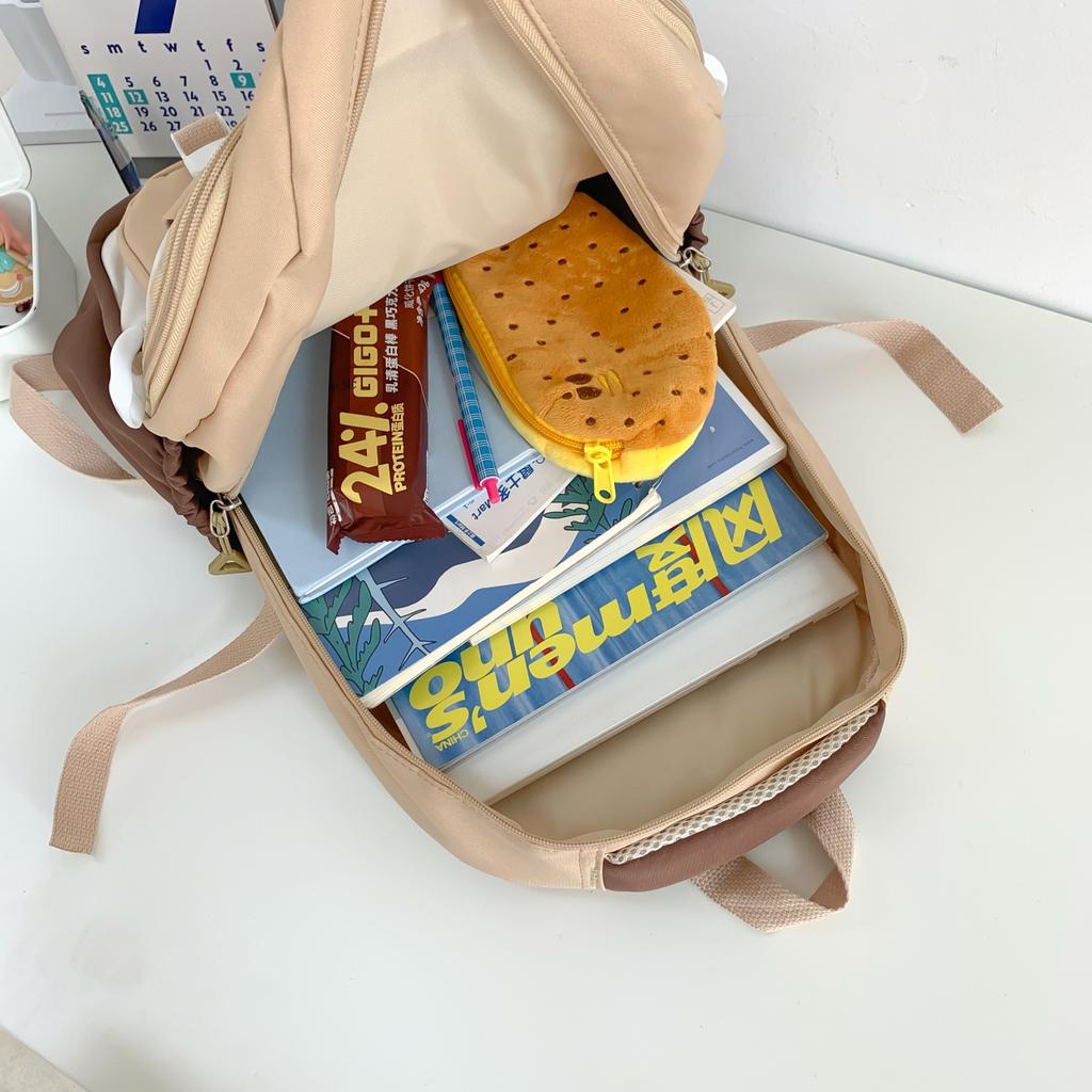 2025 spring new backpack college style high school versatile contrasting colors student schoolbag niche design stationery store