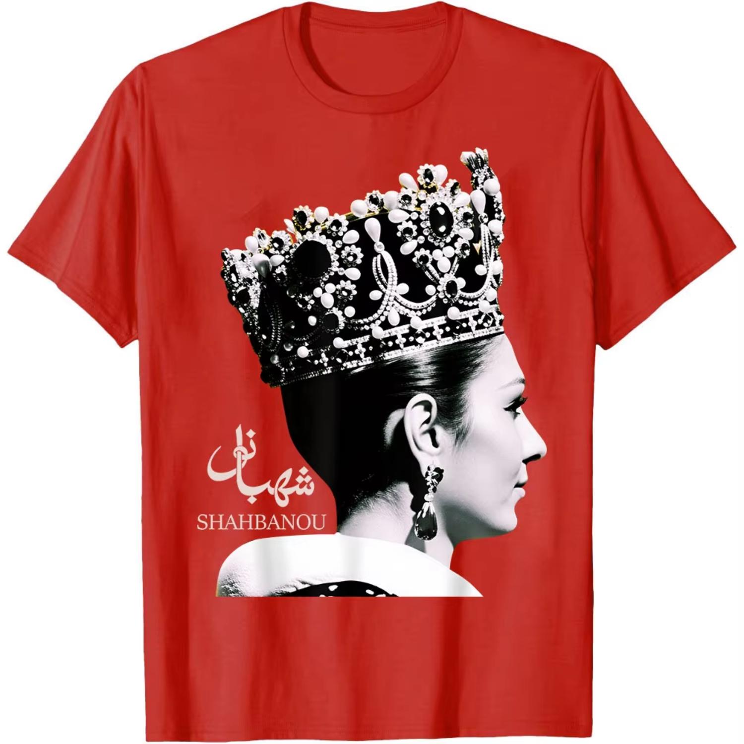 

Women Summer T Shirt Royal Crown Portrait Print Tee Casual Short Sleeve Crew Neck Top Fashion Streetwear Trendy Comfortable Top S