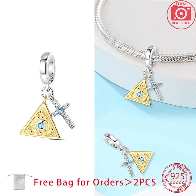 Charms Shiny Zircon Bible Cross Moon Prayer Hand Beads Copper Pendant Diy Women Jewelry Fit Original Bracelet Necklace Gift