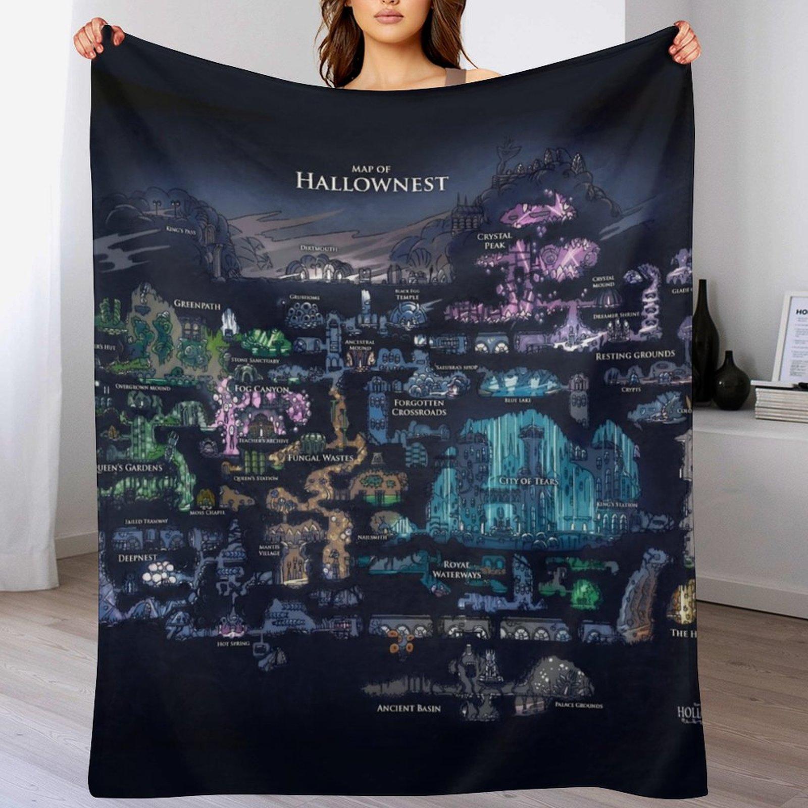 8K Hollow Knight Map Throw Blanket Warm Accent Blanket for Living Room Decoration Size: 75*100cm, Weight: 230 GSM