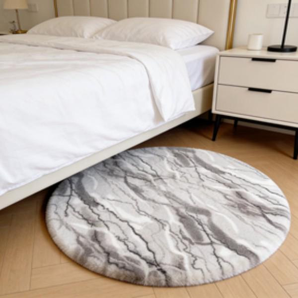 Plush Round Imitation Rabbit Fur Rug for Living Room, Bedroom, or Chair