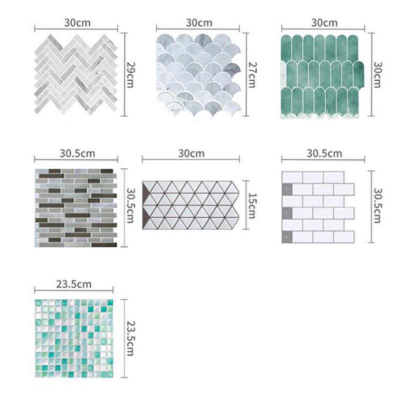 4/8 Pcs Self Adhesive Vinyl Wallpaper Peel And Stick 3D Effect Tiles Waterproof Kicthen Ceramic Tile Aluminum Foil Wall Stickers