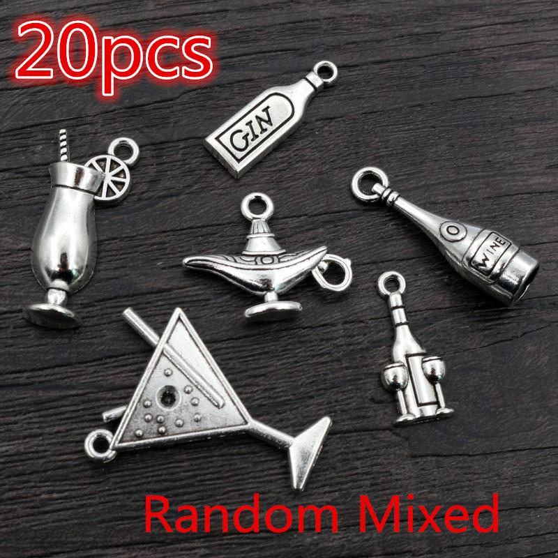 Fashion Antique Silver Plated Winebowl Wine Bottle Chrams Metal Alloy Pendant DIY Charms DIY Jewelry Making Findings