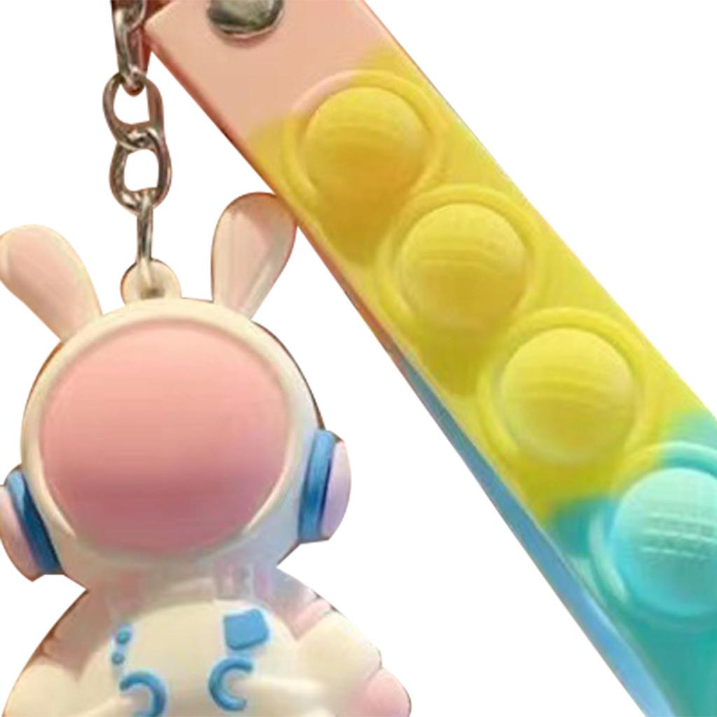 Cute Keychain Rabbit Shape Cartoon Bag Car Key Pendant Birthday Holiday Gift for Men Women Couples Pink