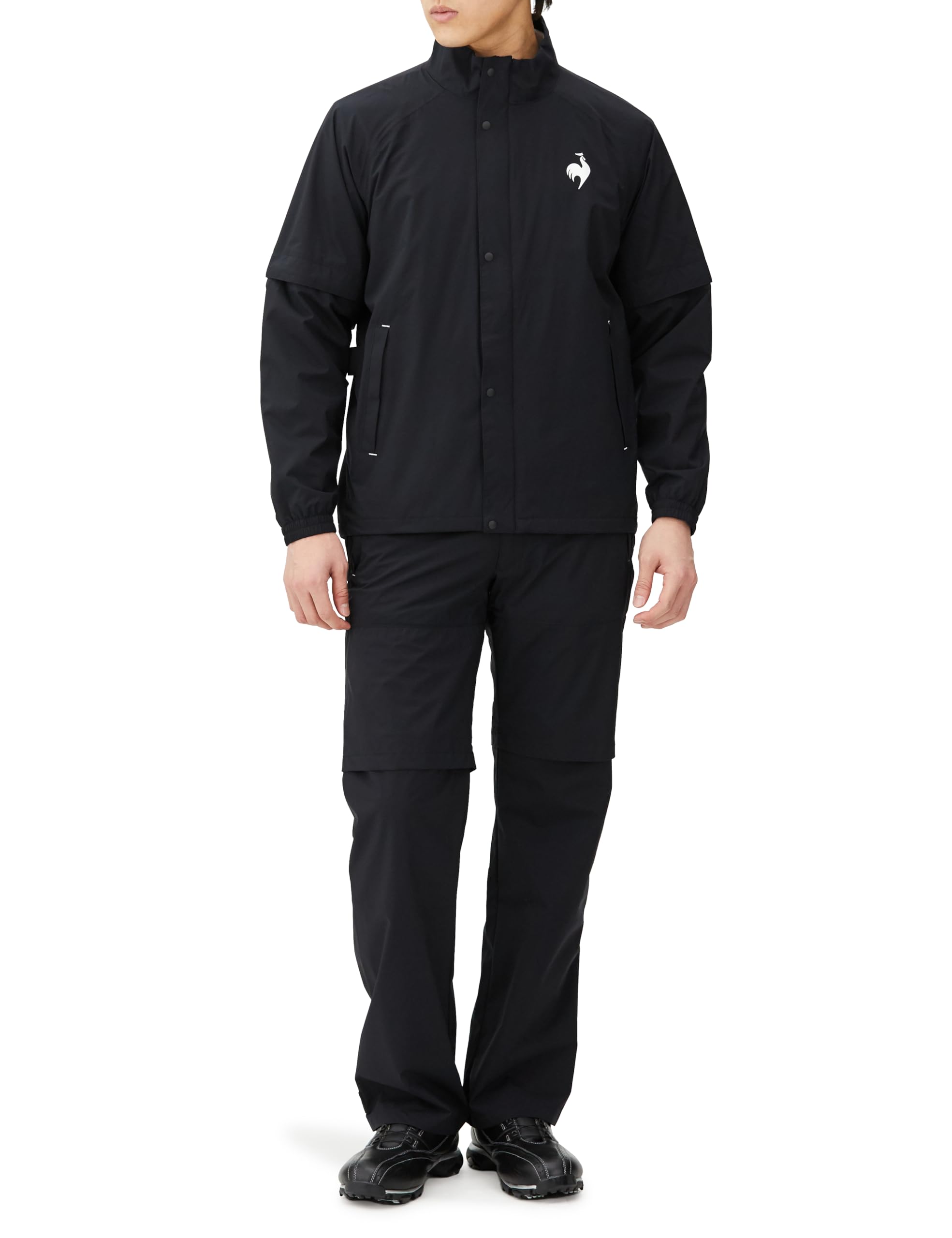 

Coq Sportif Rain Wear Дышащий водонепроницаемый эластичный верх и низ, комплект с отстегивающимися рукавами для гольфа QGMXJH10W BK00 LL [Le Golf] [Ограниченное распространение]