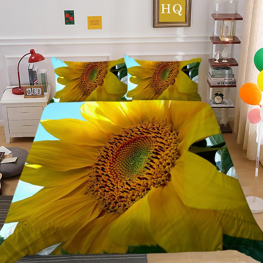 Flowers Printed Bed Set Cover Single Size Polyester Bed Clothes Girl Superior High Quality Bedroom Decor