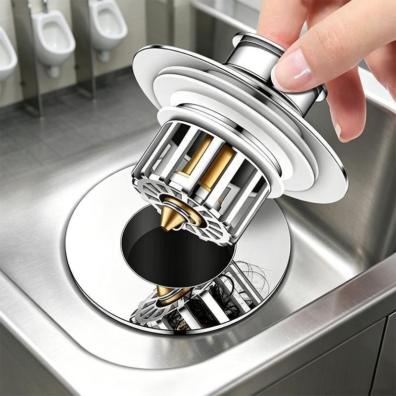 New Sewer Washbasin Stopper Sink Press Stopper Universal Washbasin Stopper Bathroom Shower Sink Filter (Silver,Brass) серебряный