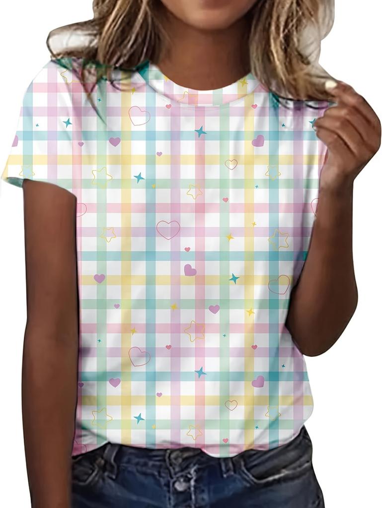 New Fashion Women's Geometric Pattern T-Shirts 3D Print Round Neck Short Sleeve Tops Casual Streetwear Y2k Tees Women Clothing