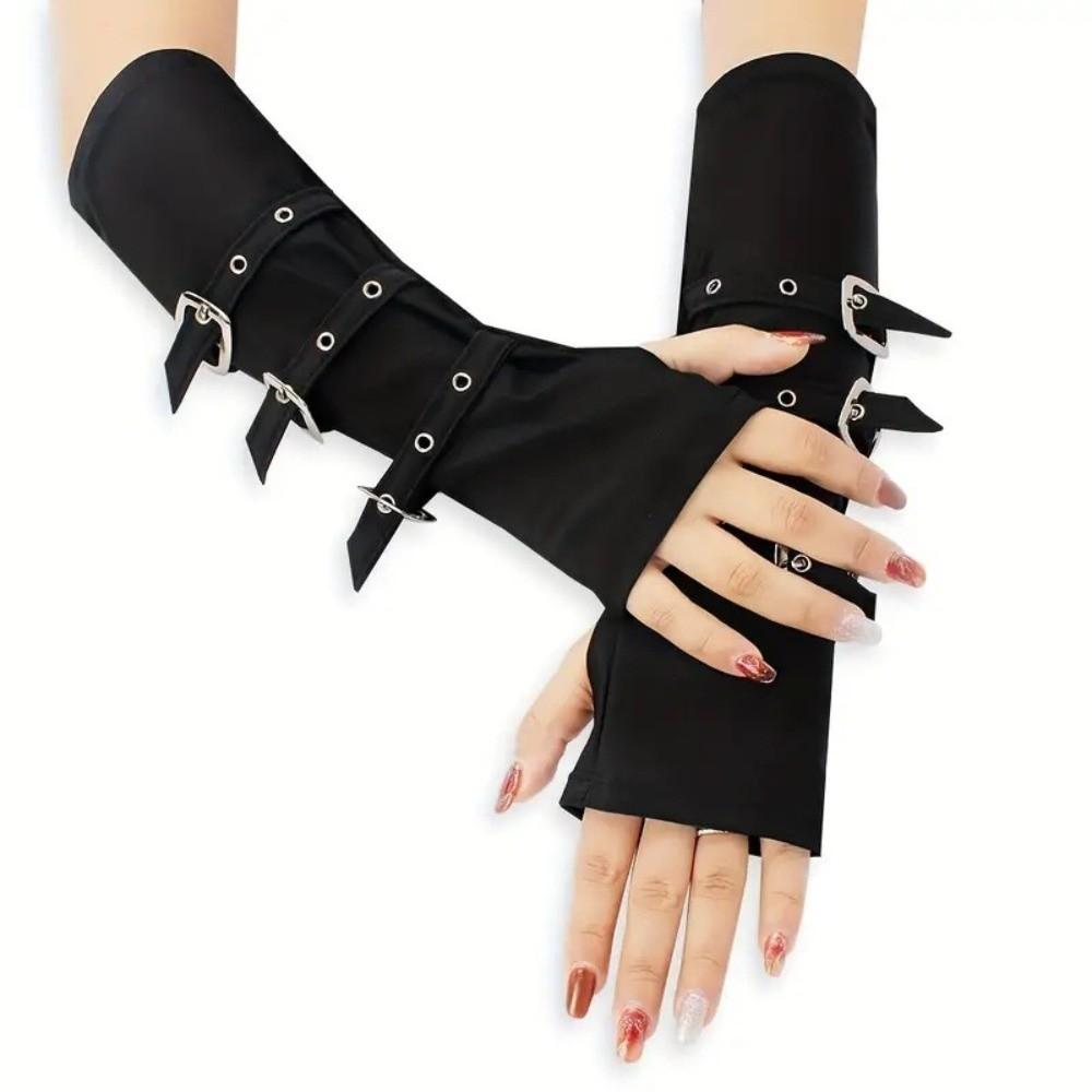 With Buckle Straps Arm Sleeves 30cm Gloves Creative Fingerless Gloves Women