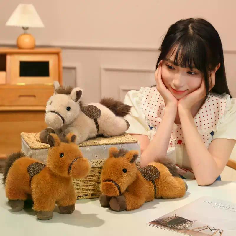 30cm Cartoon Horse Plushies Cute Pony Stuffed Toy Gray Brown Fine Horse Soft Doll Boy Girl Gift