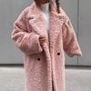 Womens Fall Winter Trench Coat - Elegant Commuter Style Long Sleeve Lapel Thick Wool Blend Outerwear