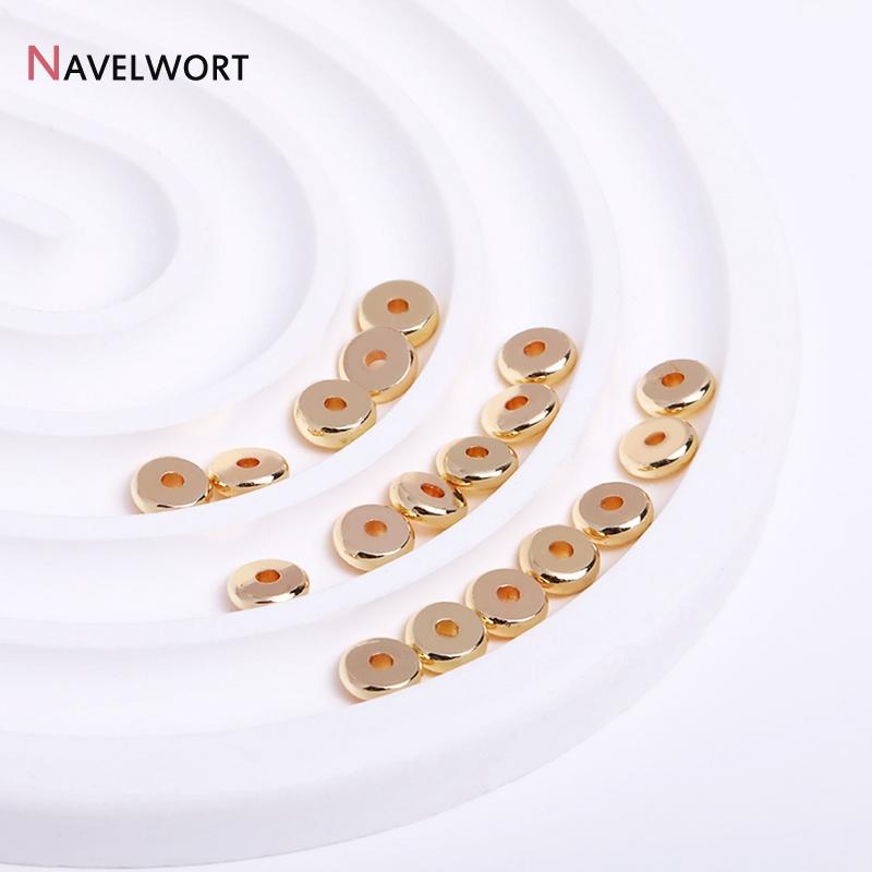 3/4/5/6/8/10mm Metal Flat Beads 14K/18K Gold Plated Spacer Beads For DIY Bracelet Necklace Making Accessories,Jewelry Materials 3mm - 50 pieces