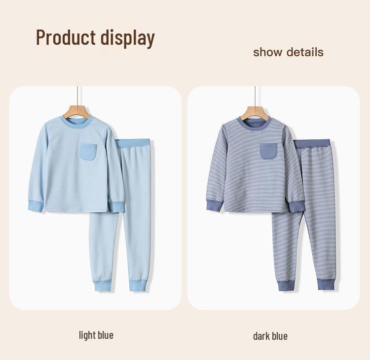 Striped Spring & Autumn Kids' Pajama Set: Two-Piece Top & Pants for Boys and Girls