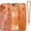 Custodia Magnetica Glitterata per Telefono per iPhone 16 15 14 17 Pro Max, Bling Trasparente Protezione Lente Fotocamera Cinturino da Polso Antiurto Copertura per Donna
