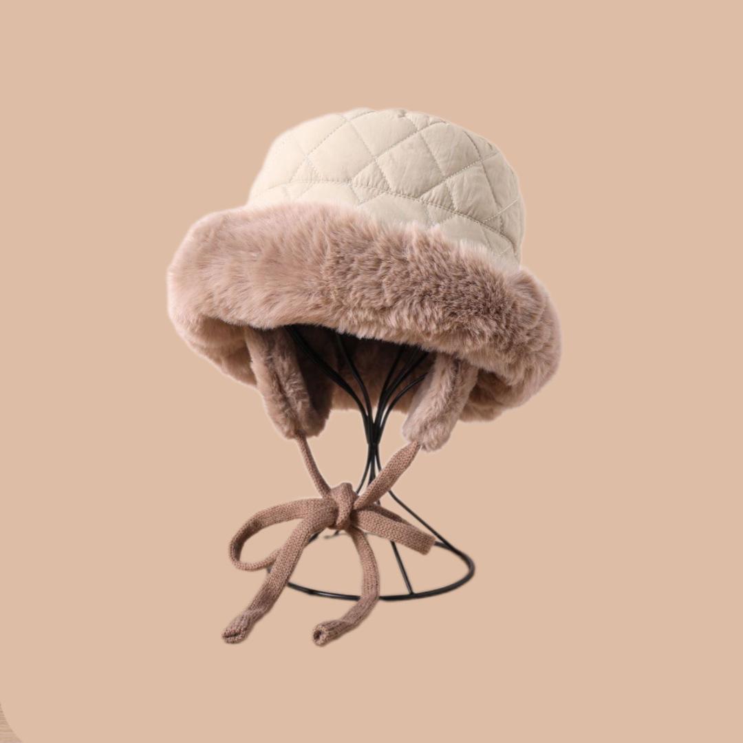 

In winter, plush and thickened earmuffs, plush Lei Feng hats, children s ear protectors show a small face, and Northeast cold-proof pullover M（56-58cm） бежевий