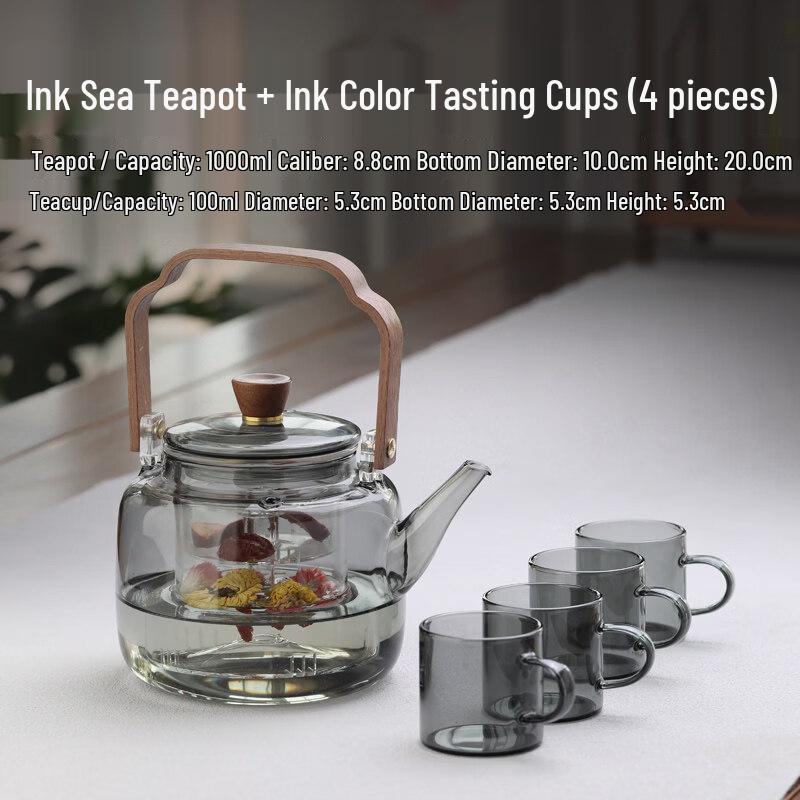 ZISIZ Glass Tea Kettle for Open Flame