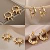 Punk Spike Rivet Stainless Steel Earrings For Women Gold Earring Gothic Christmas Party Jewelry Gift Bijoux Femme