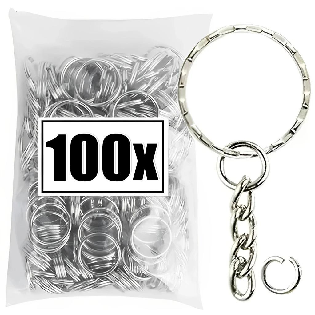 50/500pcs Metal Blank Keyring Keychain Split Rings Keyfob Key Rings Lobster Clasp Key Chain Key Pendant Stainless Steel Rings