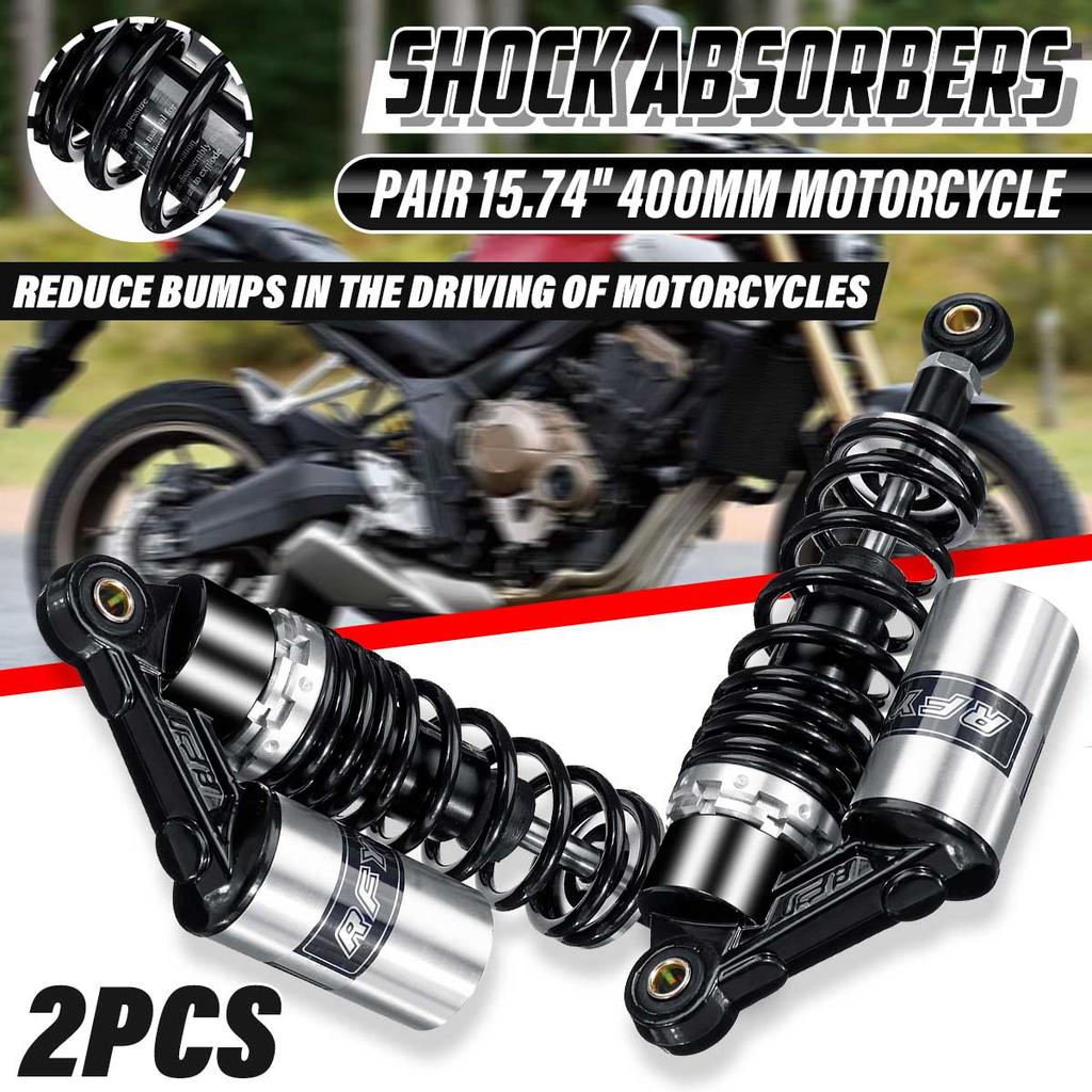 Paire D'amortisseurs Arrière Pour Moto - Longueur 320 Mm - Universels (œil à œil) - Acier Et Aluminium - Noir
