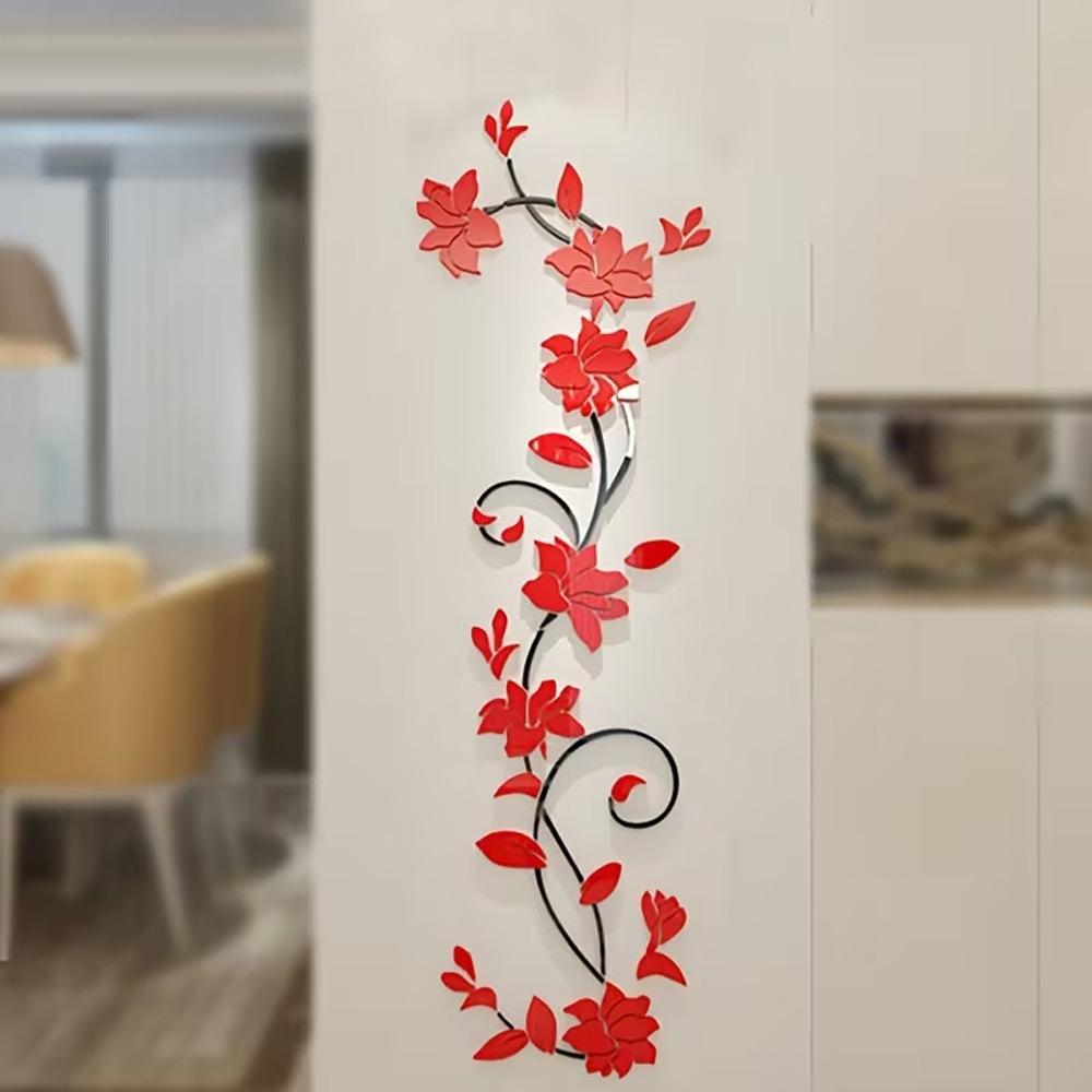 Acrylic Rose Mirror Wall Sticker for Living Room and Bedroom