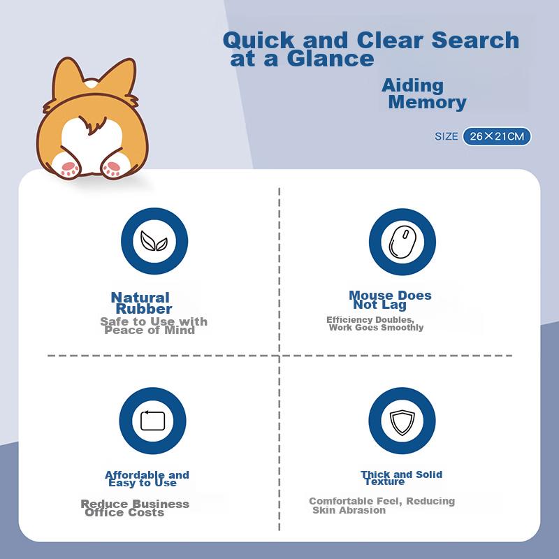 EXCO Keyboard Shortcut Mouse Pad Small Size, Office Laptop Cute Cartoon Keyboard Shortcut Collection Desk Pad Black 9142