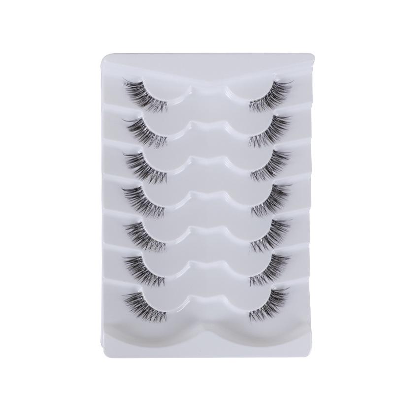 European & American Fox-Eye Slanted False Eyelashes, Dense & Curled, Synthetic Fiber Half Lashes - 10 Pairs
