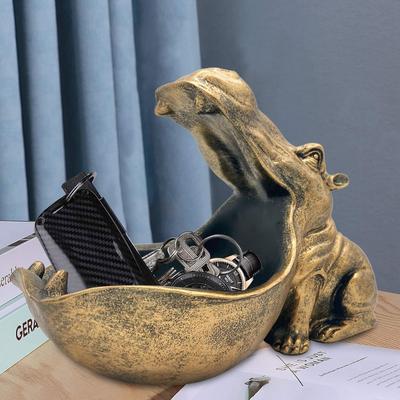 1 Stück Einzigartige Nilpferd-Statue Aufbewahrungs-Harzbox, Lustige Süßigkeitenschale & Schlüssel- & Armbanduhr-Schale für Großmaul-Skulptur Büro- & Heimtisch-Kunstdekor.